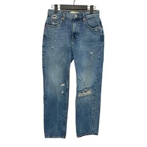 We The Free Free People Dakota Distressed Straight Leg Jeans Sz 26 Medium Wash